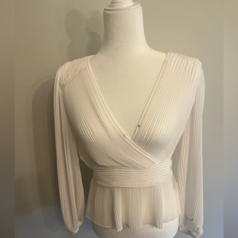 **KOOPLES** White Pleated Faux Wrap Top